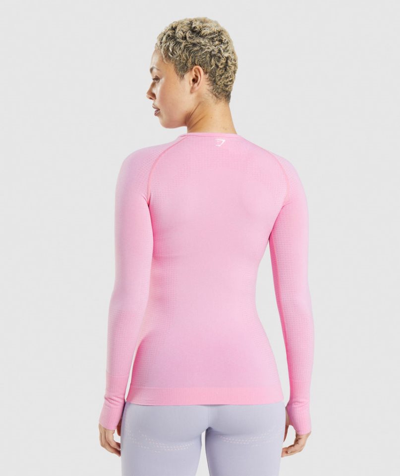 Koszulki Gymshark Vital Seamless 2.0 Long Sleeve Top Damskie Różowe | PL 140GDF